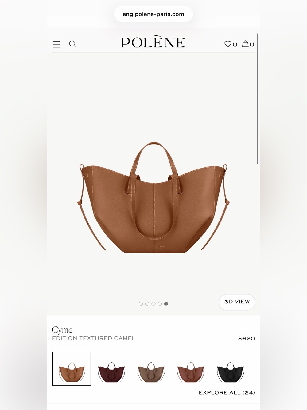 POLENÉ Cyme Textured Camel Leather Tote